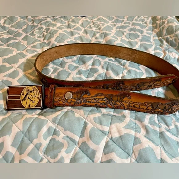 1978 BTS Wild Horses Solid Brass Belt Buckle U.S.A. W